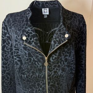 Anne Klein Black Patterned Bomber Jacket